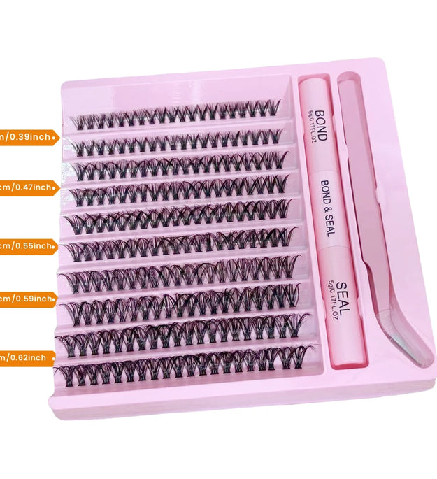 200 pieces of single cluster false eyelash set , faux mink fur eyelashes, fluffy and natural, mixed length 10-16mm