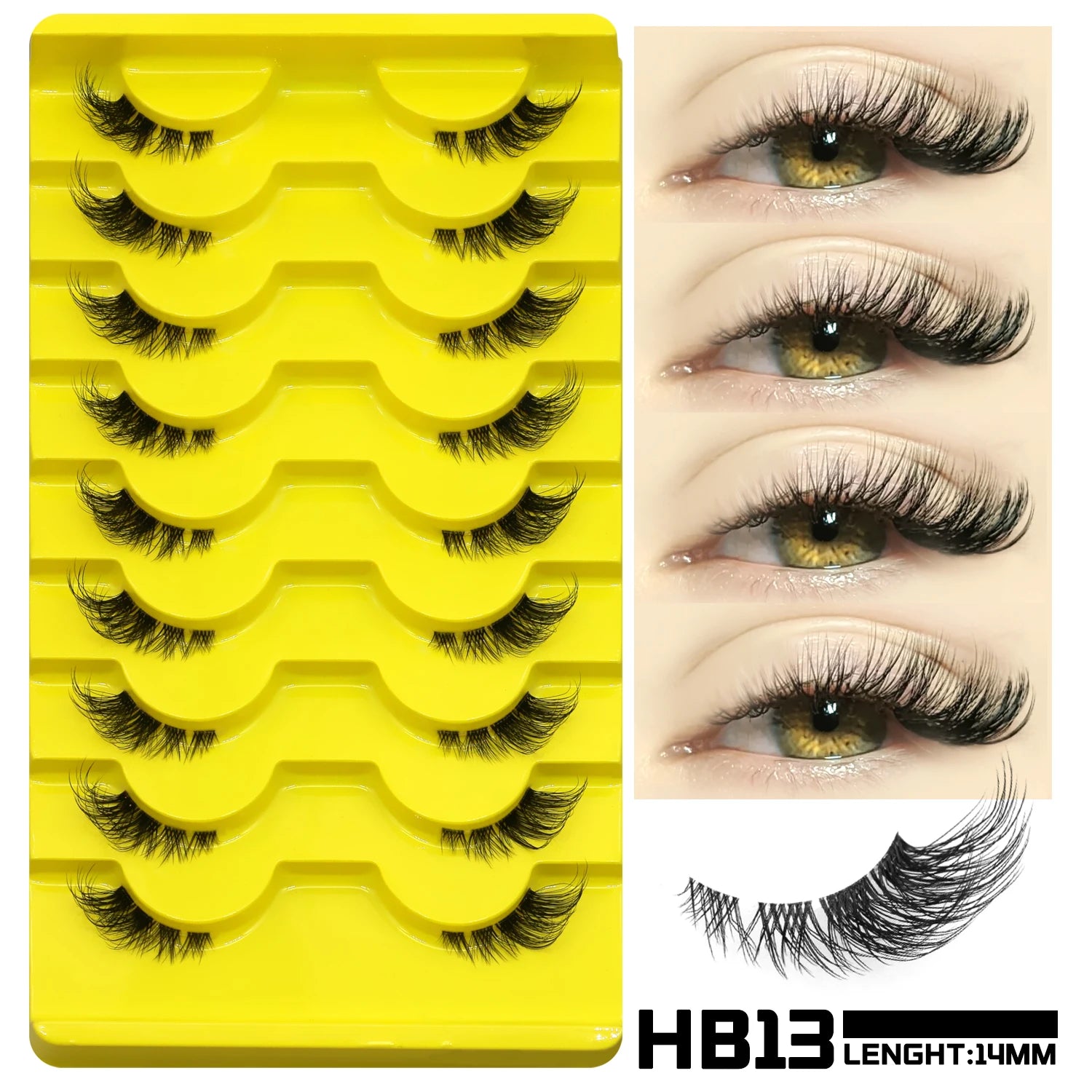 False Eyelashes Cat Eye Lashes Natural Long Half Eye Lashes Short Wispy Clear Band Lashes 3D Faux Mink Lash Multipack