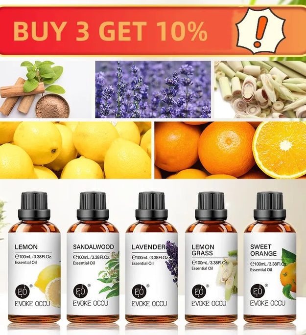 EVOKE OCCU100ML Essential Oils, Lavender Vanilla Eucalyptus Jasmine Rose Mint Oil for Diffuser, Humidifier, Scented Candle, Soap