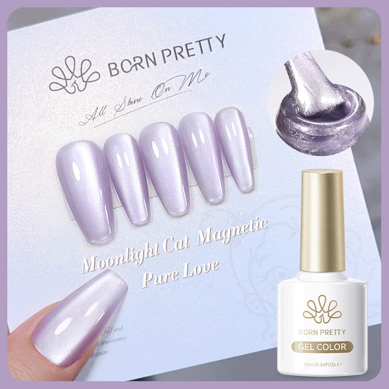 BORN PRETTY 10ml Dark Red Cat Magnetic Gel Nail Polish for Winter Nails DIY Jelly Glass Silver-Light Varnis Semi Permanent