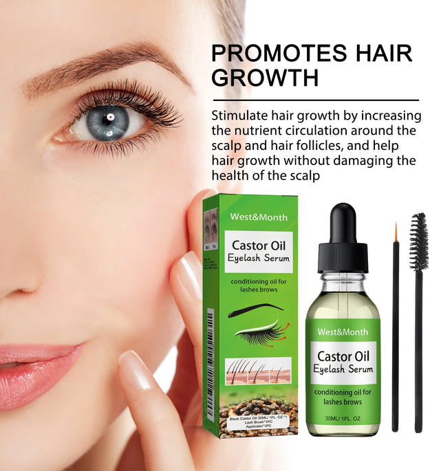 Castor Oil Eyelash Growth Serum With Brush Multipurpose Hair Eyebrow Eyelash Growth Thick Essence Nourishing Moisturize Liquid