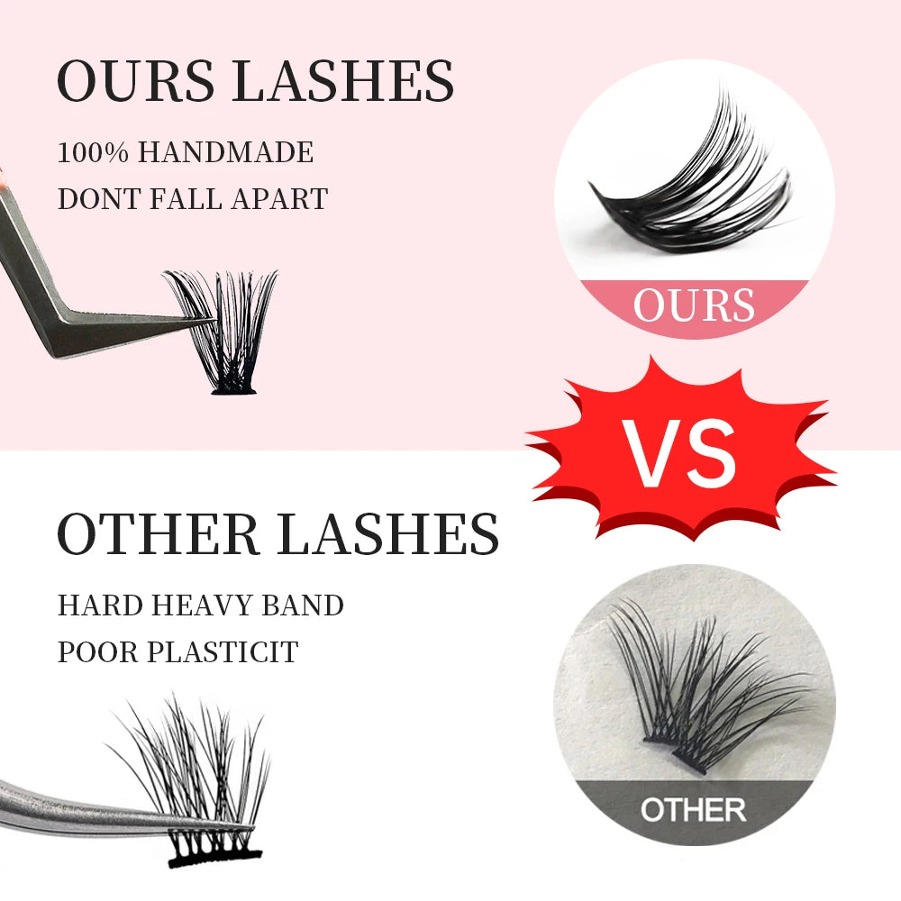 JB Jeyelabeau Russian Individual Cluster Lashes 60 Bundles DIY 8-16mm Eyelash Extension Volume Lash Clusters Natural Mink