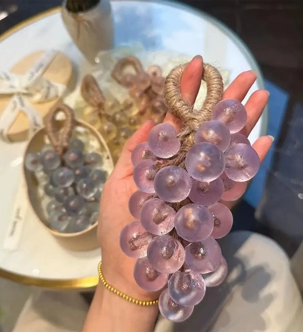 Grape Soap on a Rope with Box Christmas Gift, Handmade Grape Cluster Shape Soap Bar, Aromatic Bath Hand Wash Gift Home Decor