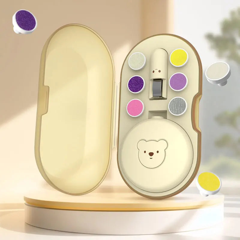 Bear Electric Nail Grinder for Babies And Kids Home Use Polishing Set Nail Clippers Kit for Children