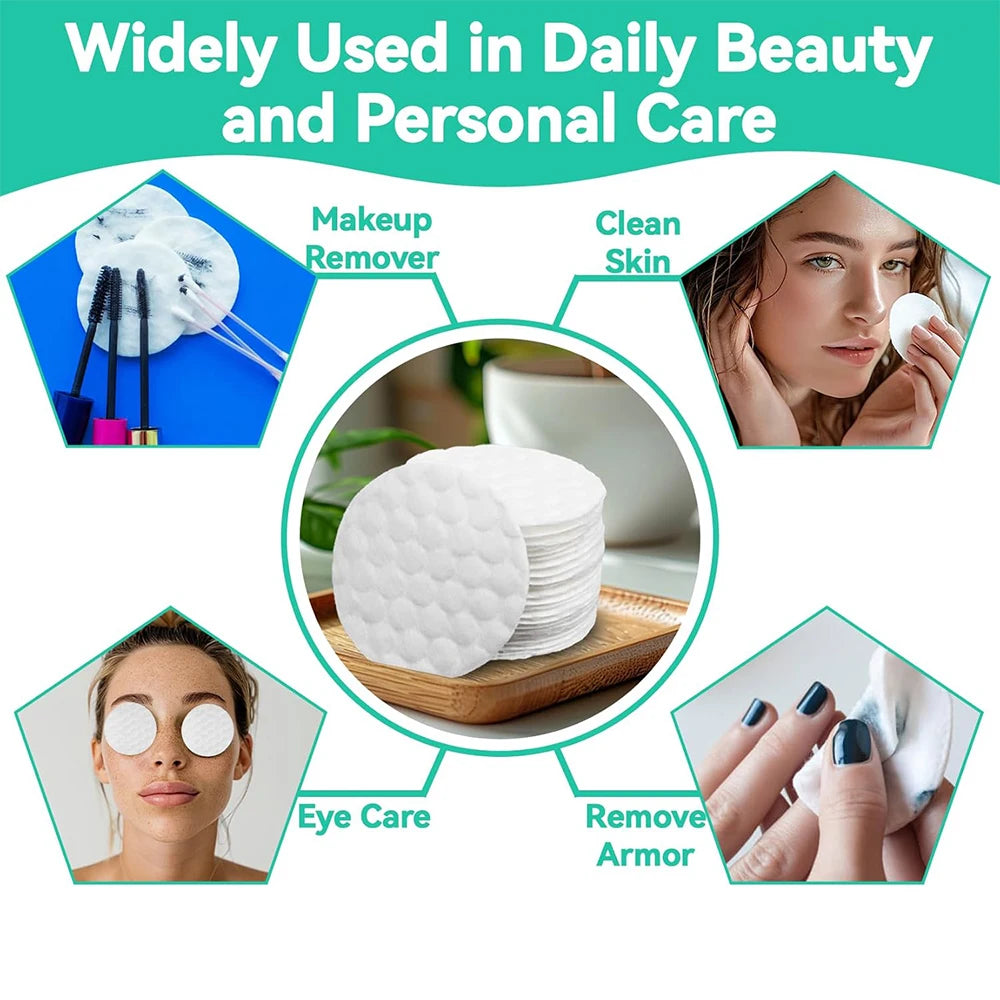 100/200/300/500Pcs/Pack Cotton Rounds Cosmetic Cotton Pads Round Ultra Soft  for Makeup Removal Skin Care Facial Cleaning