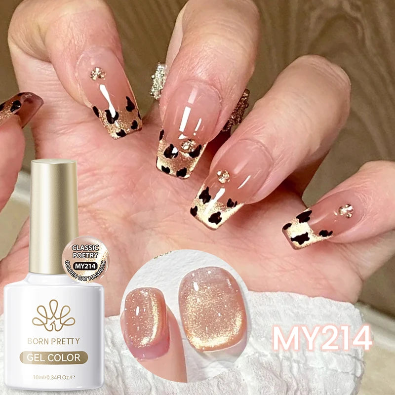 BORN PRETTY 10ml Cat Magnetic Gel Sparkling Ultra Gold Glitter Soak Off UV LED Gel Nail Art Varnish Manicure Valentine's Day