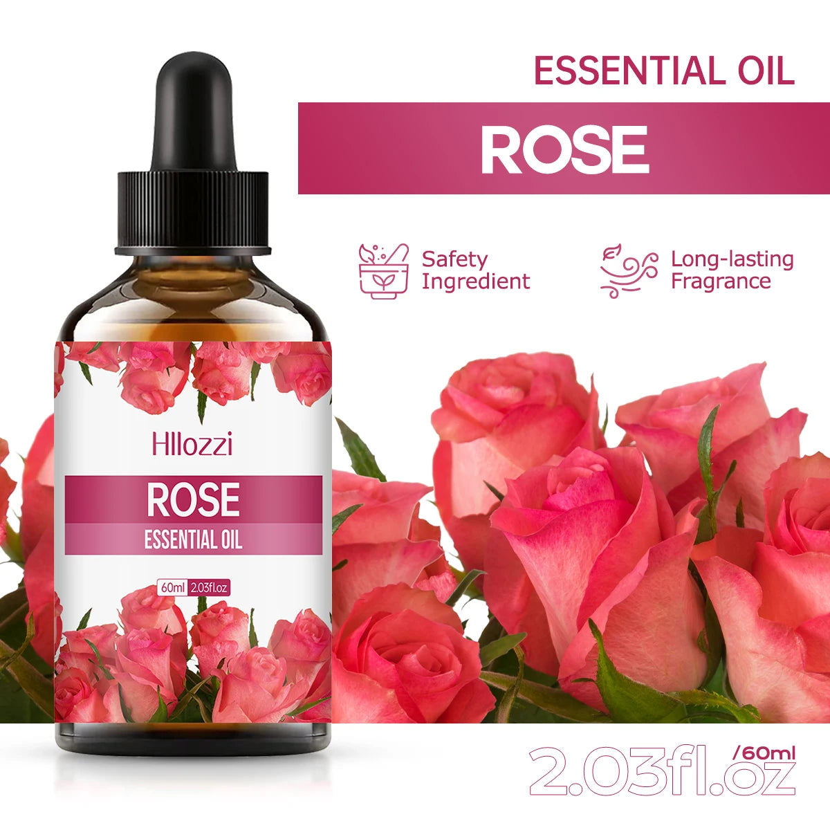 Rose essential oil aromatherapy essential oil fresh air facial skin care oil moisturizing body care massage oil lasting fragranc
