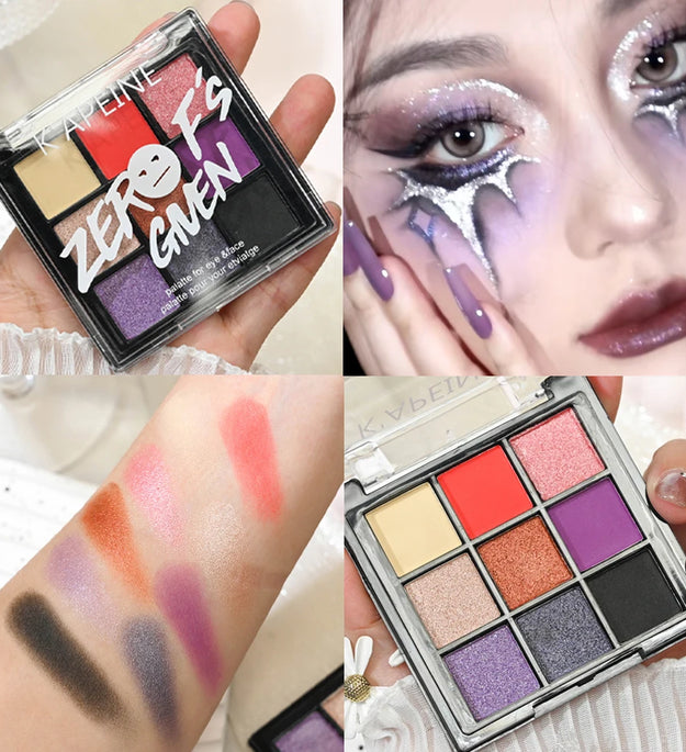 9 Colors Glitter Sequin Eyeshadow Palette Christmas Halloween Cool Goth Red Black Matte Eyeshadow Palette Korean Cosmetics