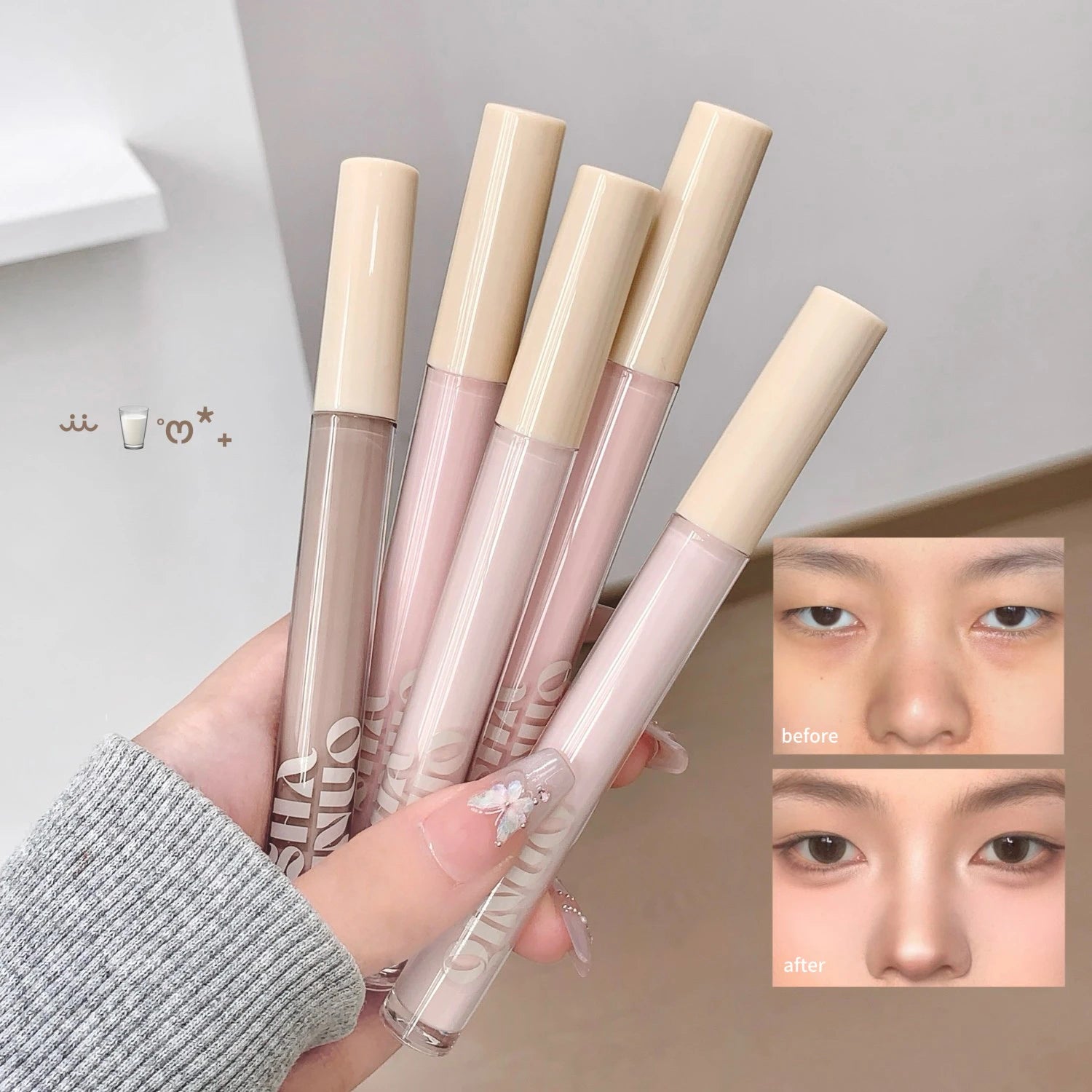 Matte Cement Grey Contouring Stick Liquid Silky Concealer Moisturizing Waterproof Pink Face Brightening Cream Nose Shadow Makeup
