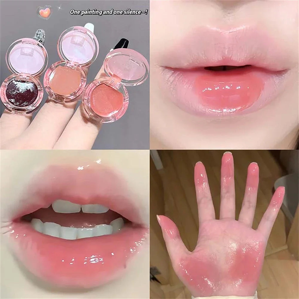 Crystal Grape Mirror Glassy of Cute Ring Lipstick Hydrating Sheer Glitter Tint Lip Balm Non-Sticky Plumper Lip Gloss Makeup