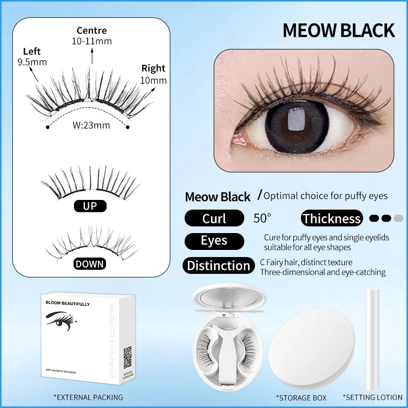 【 Soft Magnetic Eyelash Suction 】 New 2025 magnetic False Eyelash box with Korean style Little Devil Imitation mink fur