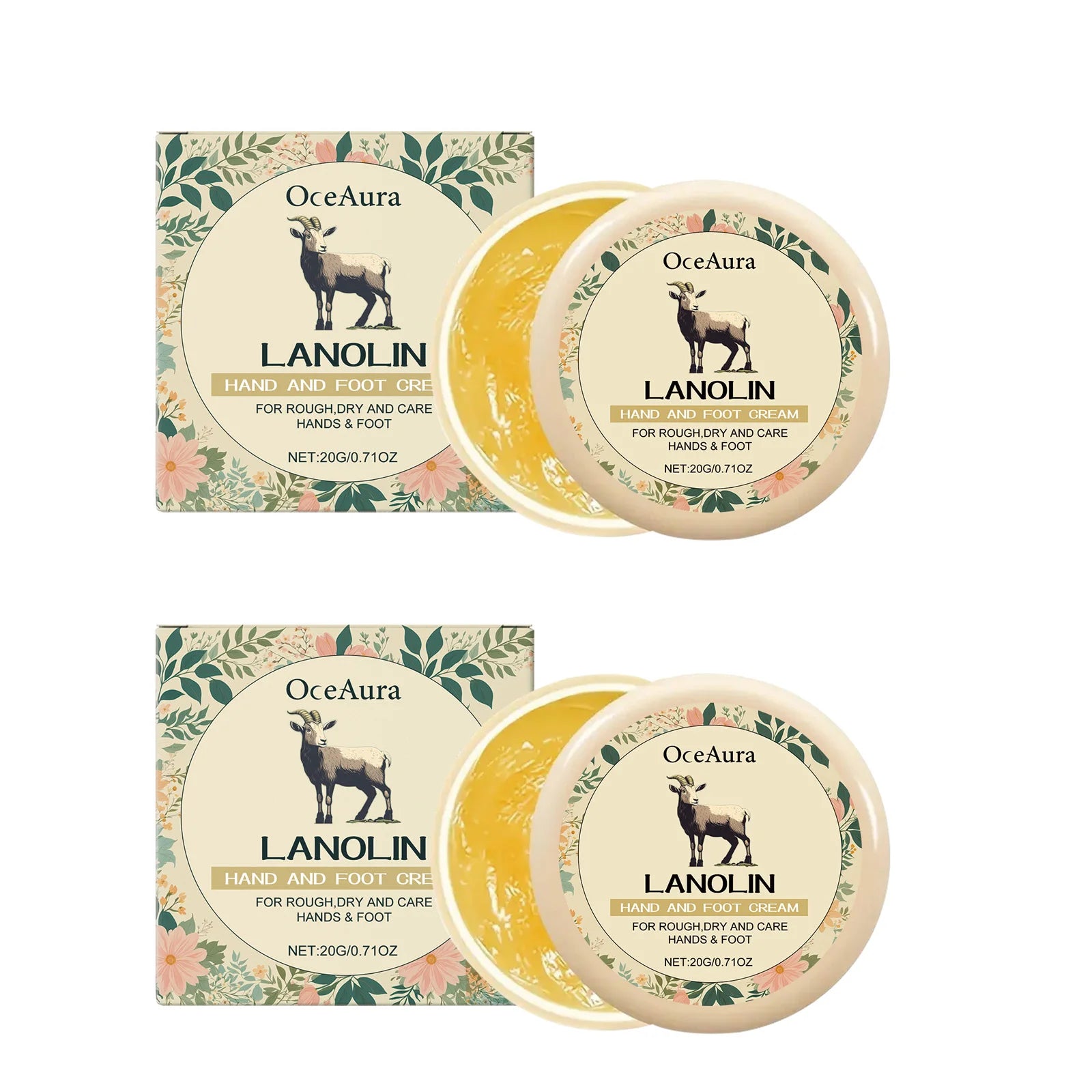 Lanolin Hand Foot Cream Deep Moisturizing Exfoliates Removes Dead Skin Softens Hands Anti-Crack Non-Greasy Hydration Cream