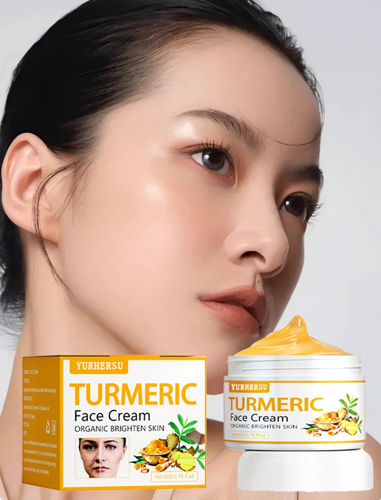 Anti Acne Turmeric Cream, Fades Scars & Dark Spots, for Oily and Dull Skin, Brightening Turmeric Face Care Treatment, 50ml - BlissFully