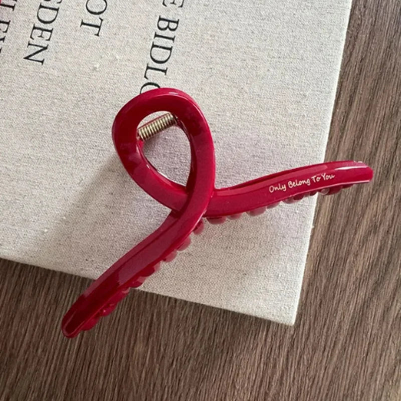 French Red Collection! Large Grip Letters Gold Label Back Head Updo Shark Clip Hair Accessories Headwear Hairpin Hair Claw