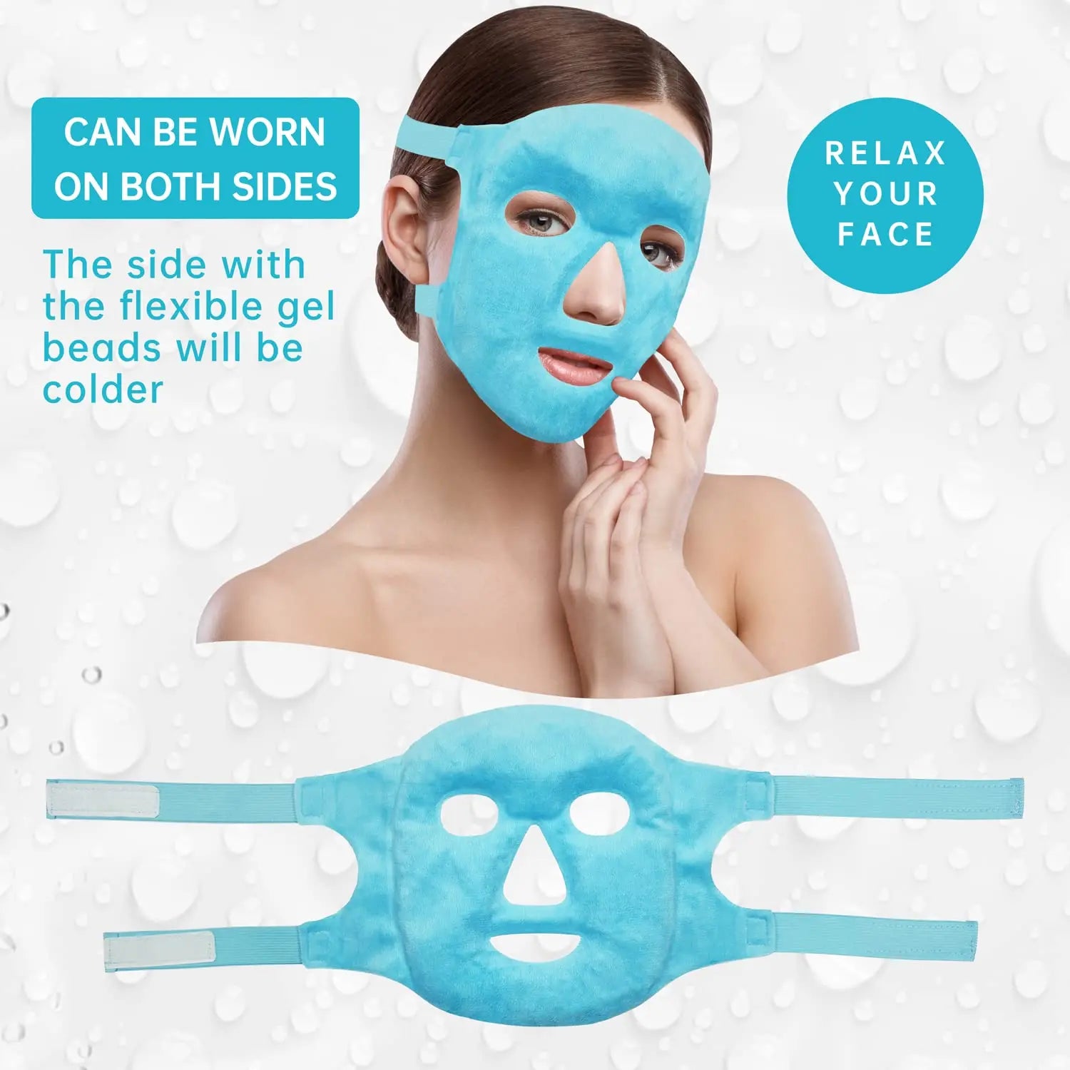 Full Face Massage Ice Mask Hot Cold Compress Gel Cooling Ice Face Eye Mask Facial Mask Face Eye Mask Ice Pack Sleeping Face SPA - BlissFully