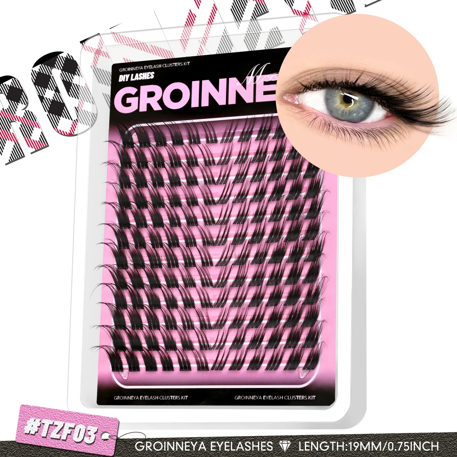 GROINNEYA Cat Lashes Clusters Winged End Eye Elongated Eyelashes Soft Natural Lashes Wispy False Eyelashes Curly lashes Makeup