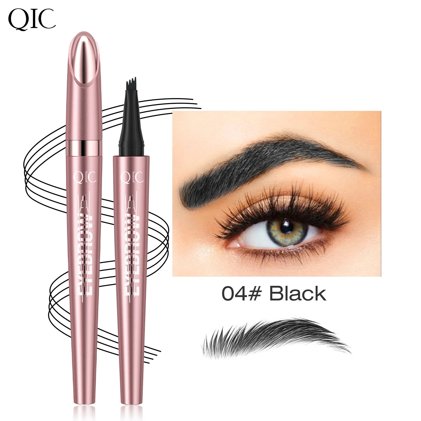 4 Fork Tip Eyebrow Pencil 3D Microblading Waterproof Dark Brown Natural Colour Fine Stroke Magic Eyebrow Pencil 2024 New Ladies