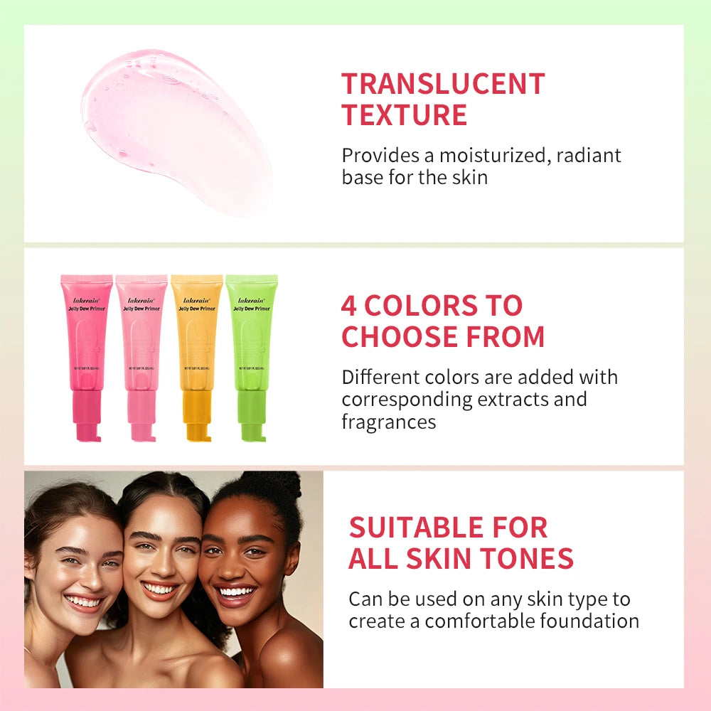 Lakerain Jelly Dew Primer Makeup Long Lasting Moisturising Semi-transparent Jelly Texture Pre Makeup Base Cream Cosmetics
