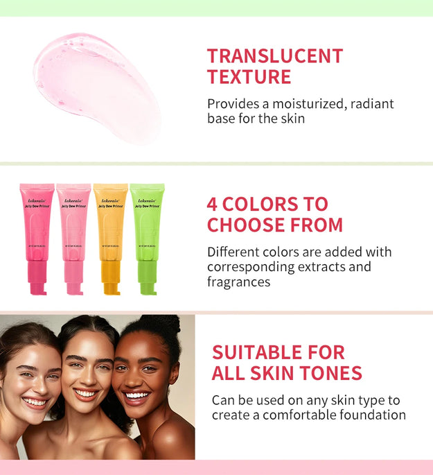 Lakerain Jelly Dew Primer Makeup Long Lasting Moisturising Semi-transparent Jelly Texture Pre Makeup Base Cream Cosmetics