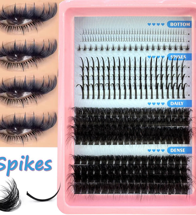 15Rows False Eyelashes Clusters Spikes&Bottom Lashes DIY Manga Cluster Eyelash Extensions Waterproof Individual Lashes Clusters
