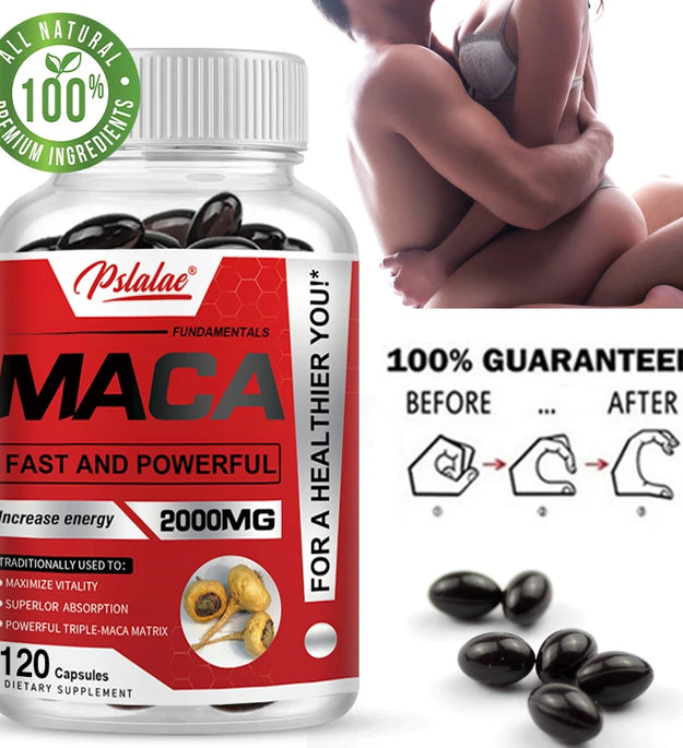 Maca Root Capsules for Men and Women To Maximize Vitality and Performance Made with Black Maca, Red Maca and Yellow Maca Powders