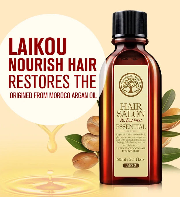 Laikou Argan Hair Oil Essential Oil Natural Anti-hair Loss Prevent Hair Dry Soft Nourishing Frizz Damaged Repair Care 60ml