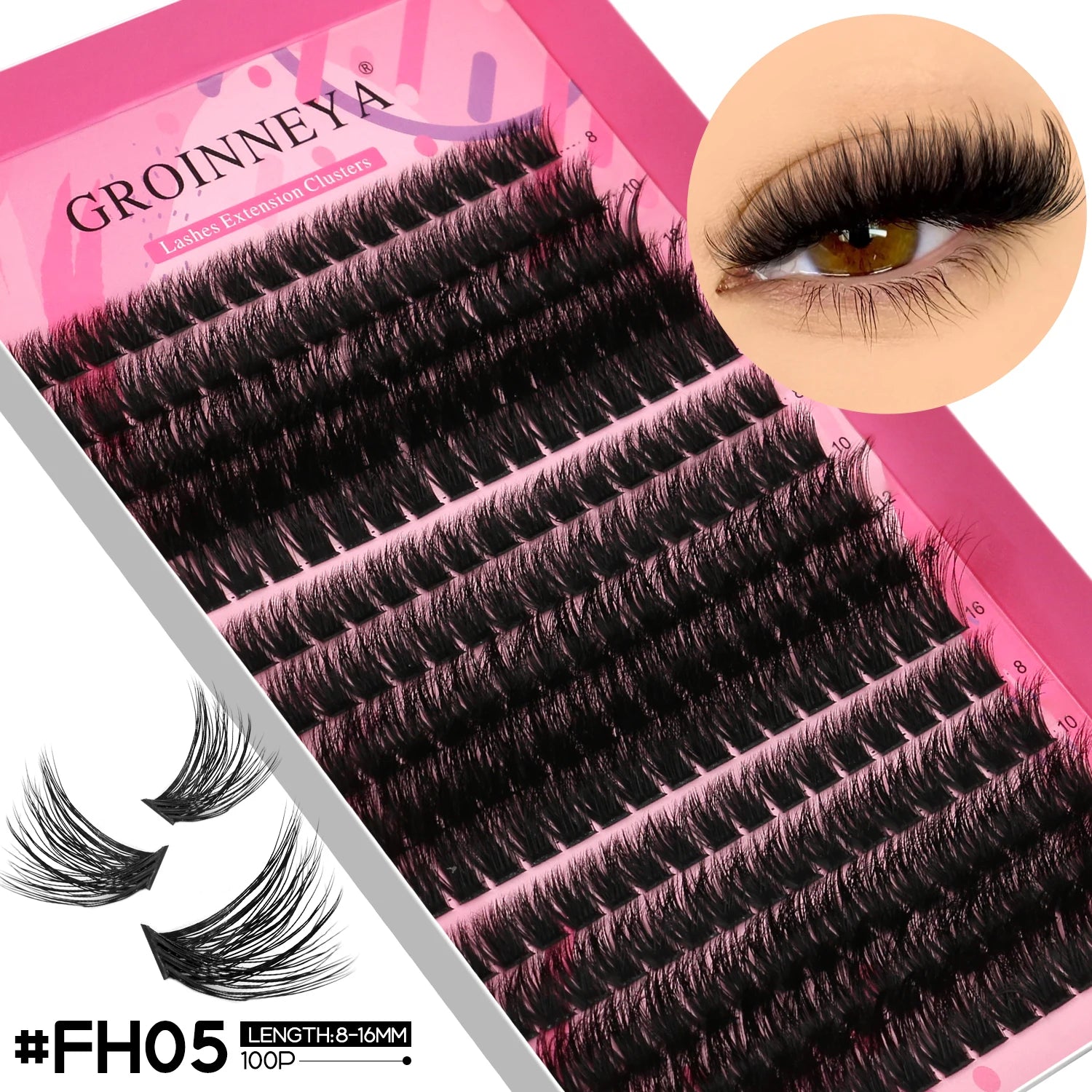 GROINNEYA Lashes Clusters Faux Mink Lashes Eyelash Extension Voluminous Fluffy Wispy Cat Eyelashes Eyelashes Clusters Makeup