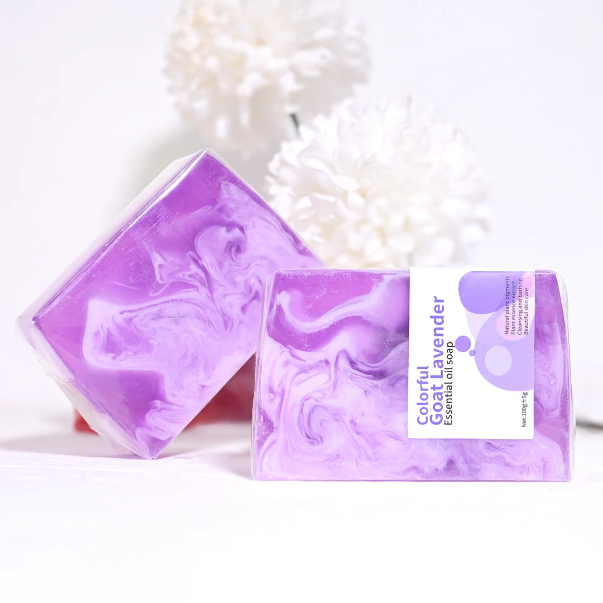 Colorful Lavender Essential Oil Soap Handmade Glycine Facial Cleansing Bath Soap Transparent Whitening Flower Soap