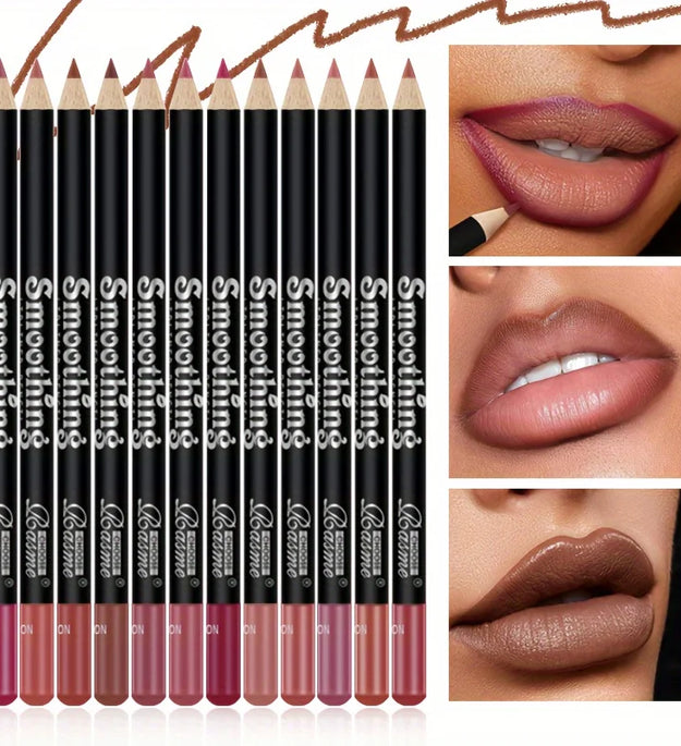 12-color Lip Liner Matte Lipstick Pencil Long-lasting Makeup Lip Liner Valentine gift 12pcs