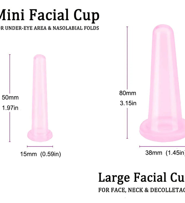 4Pcs Natural Silicone Cupping Massage Cup, for Body Fac Neck Eye Massage Vacuum Tank Body Facial Care, Anti-aging Beauty Tool