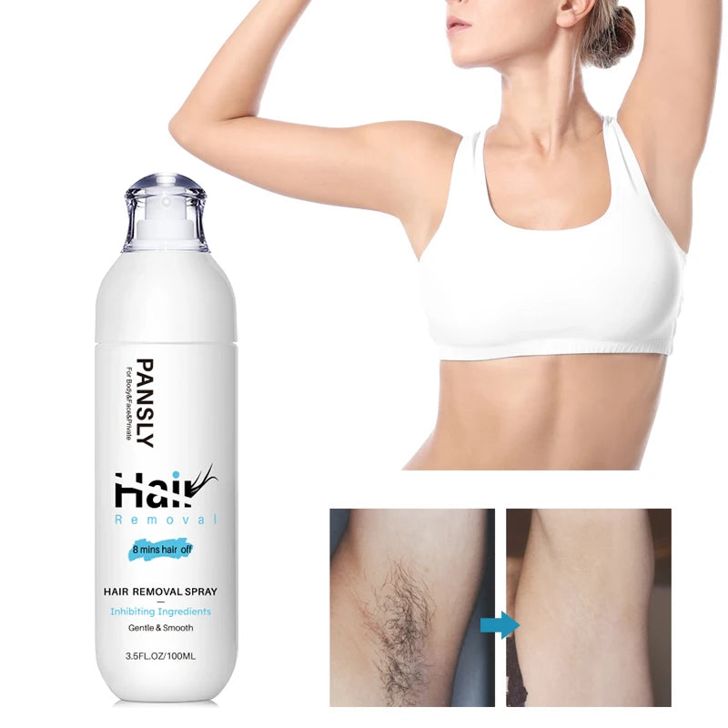 100ML Hair Removal Spray Hair Growth Inhibitor Spray Painless Hair Reduction Permanently Inhibits Hair Growth Skin Silky Smooth - BlissFully