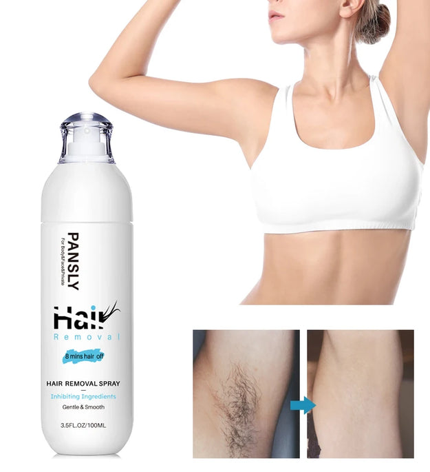 100ML Hair Removal Spray Hair Growth Inhibitor Spray Painless Hair Reduction Permanently Inhibits Hair Growth Skin Silky Smooth - BlissFully