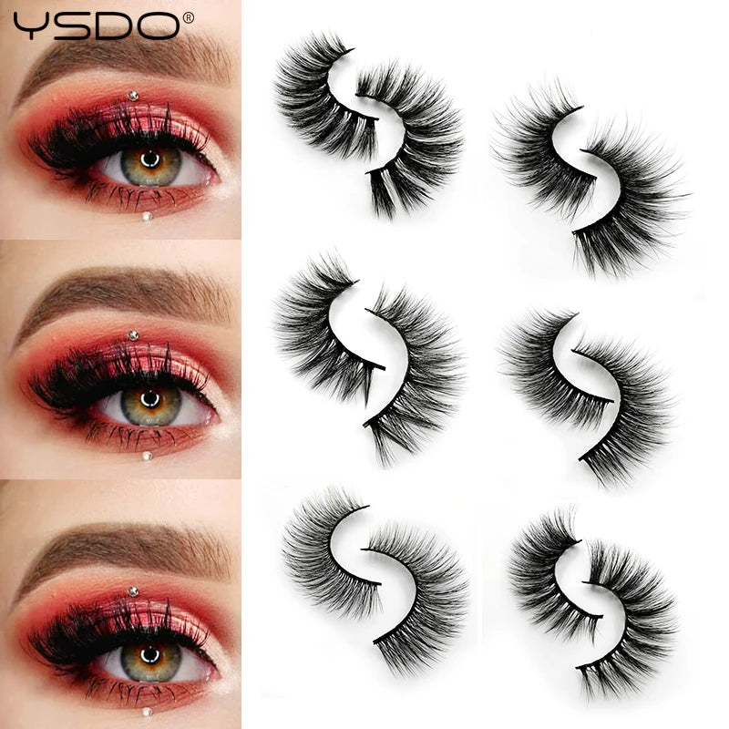 YSDO 3/5 Pairs 3D Mink EyeLashes Natural Hair False EyeLashes Long 100% Dramatic Eye MakeupFake Lashes Fluffy Cilios Lashes G803