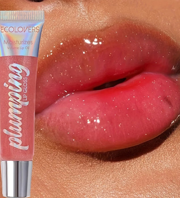 1PC Glitter Lip Gloss Moisturizing Fruit Lip Oil Transparent Fullness Lips Tint Soft Tube Makeup Lip Beauty Care