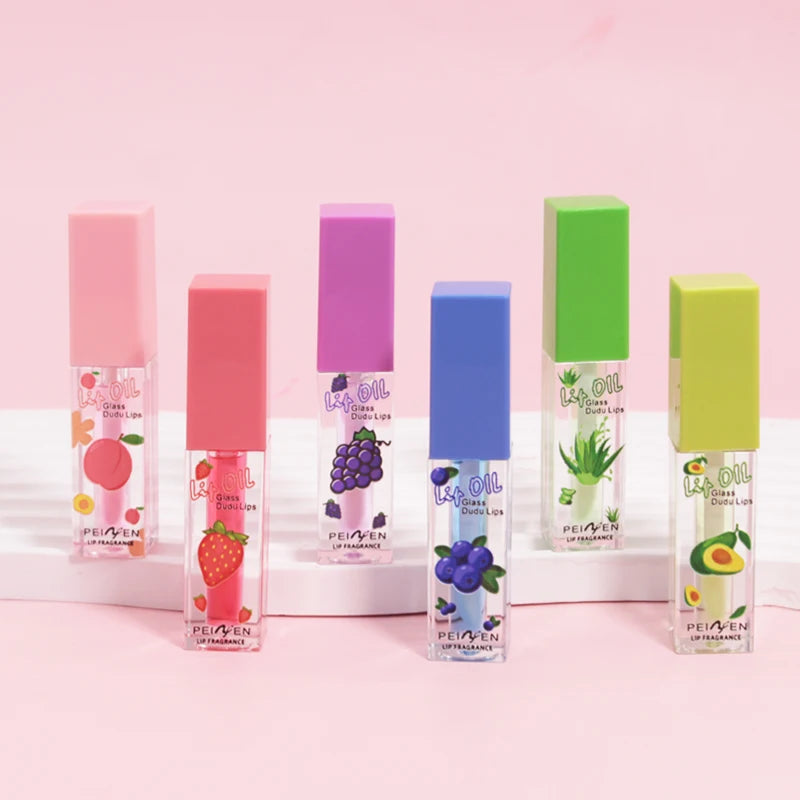 Fruit lip oil set, lasting moisturizing and nourishing lipstick, long-term lip care, Christmas gift for girls