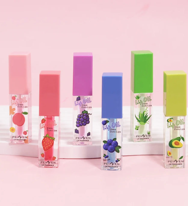 Fruit lip oil set, lasting moisturizing and nourishing lipstick, long-term lip care, Christmas gift for girls