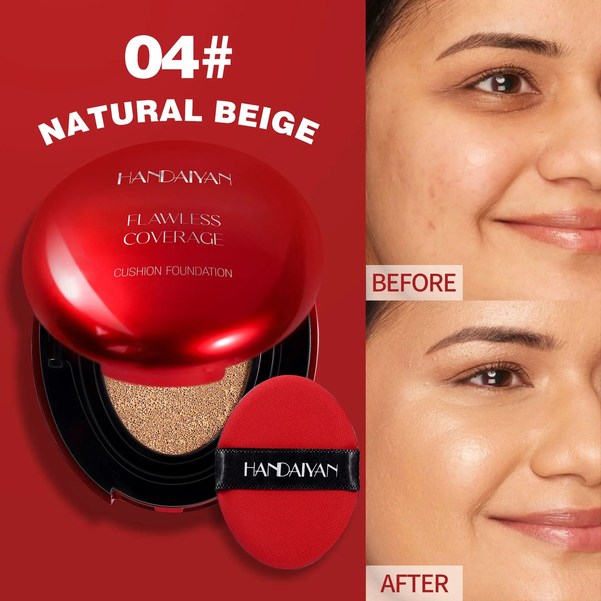 Korean Air Cushion Foundation - Light Natural Moisturizing Concealer Whitening Oil-Control Women's Long-lasting Makeup Base