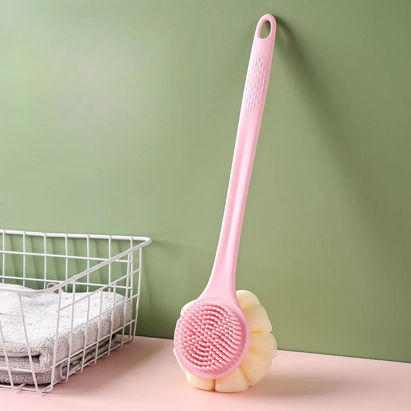1pc Long Handle Back Brush for Shower Soft Silicone Body Exfoliating Bath Brush Skin Health Shower Back Scrubber Bath Supplies