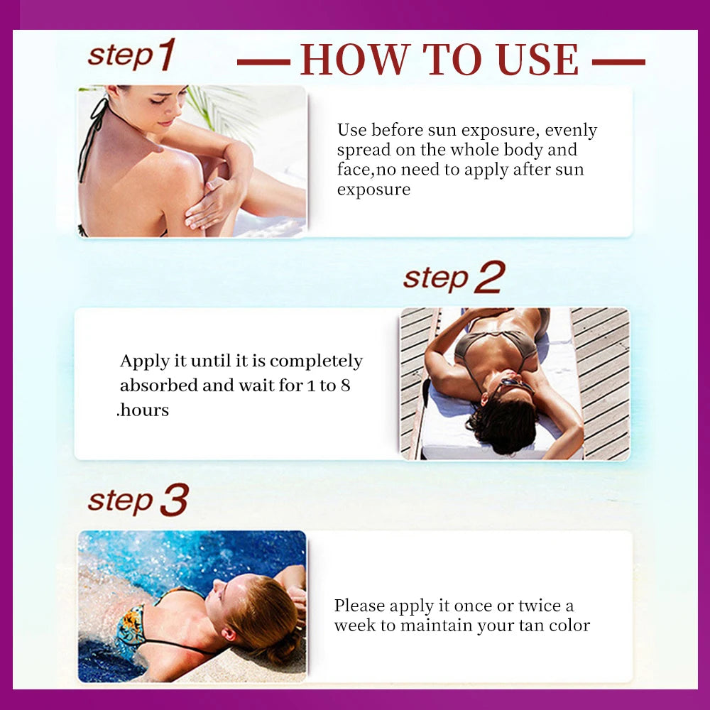 2.7fl.oz peach tanning cream self-tanning waterproof long-lasting beach sunbathing to create charming bronze skin - BlissFully