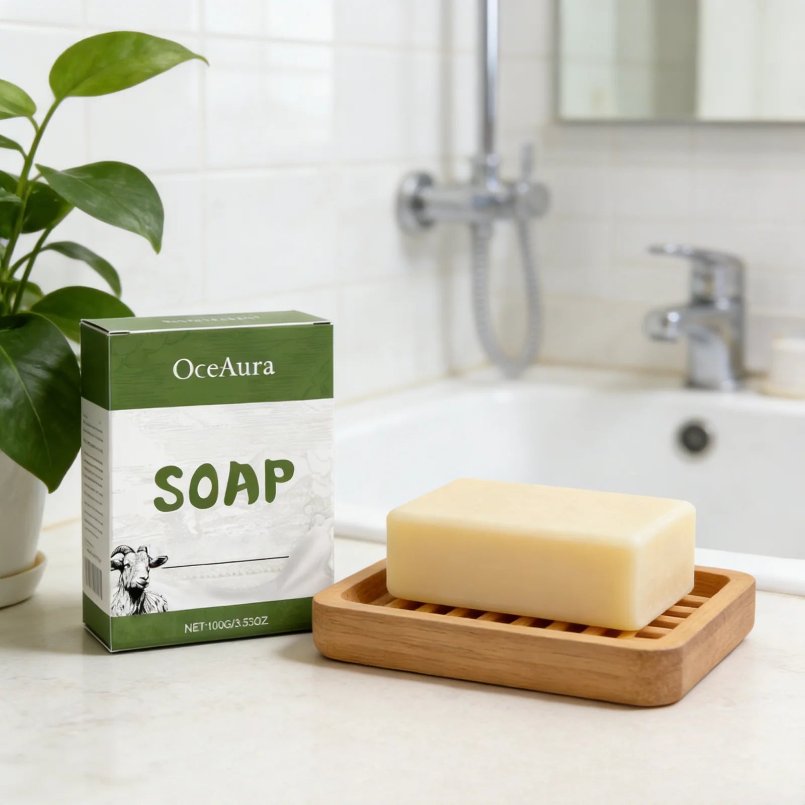 OceAura Goat Milk Soap Professional Skin Cleaning Deep Hydration Body Care Natural Organic Coconut Oil Handmade Bath Soap Bar