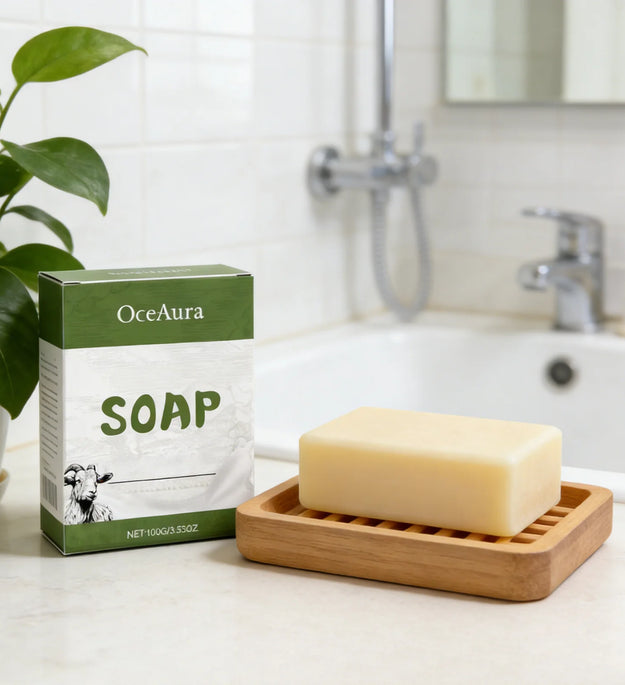 OceAura Goat Milk Soap Professional Skin Cleaning Deep Hydration Body Care Natural Organic Coconut Oil Handmade Bath Soap Bar