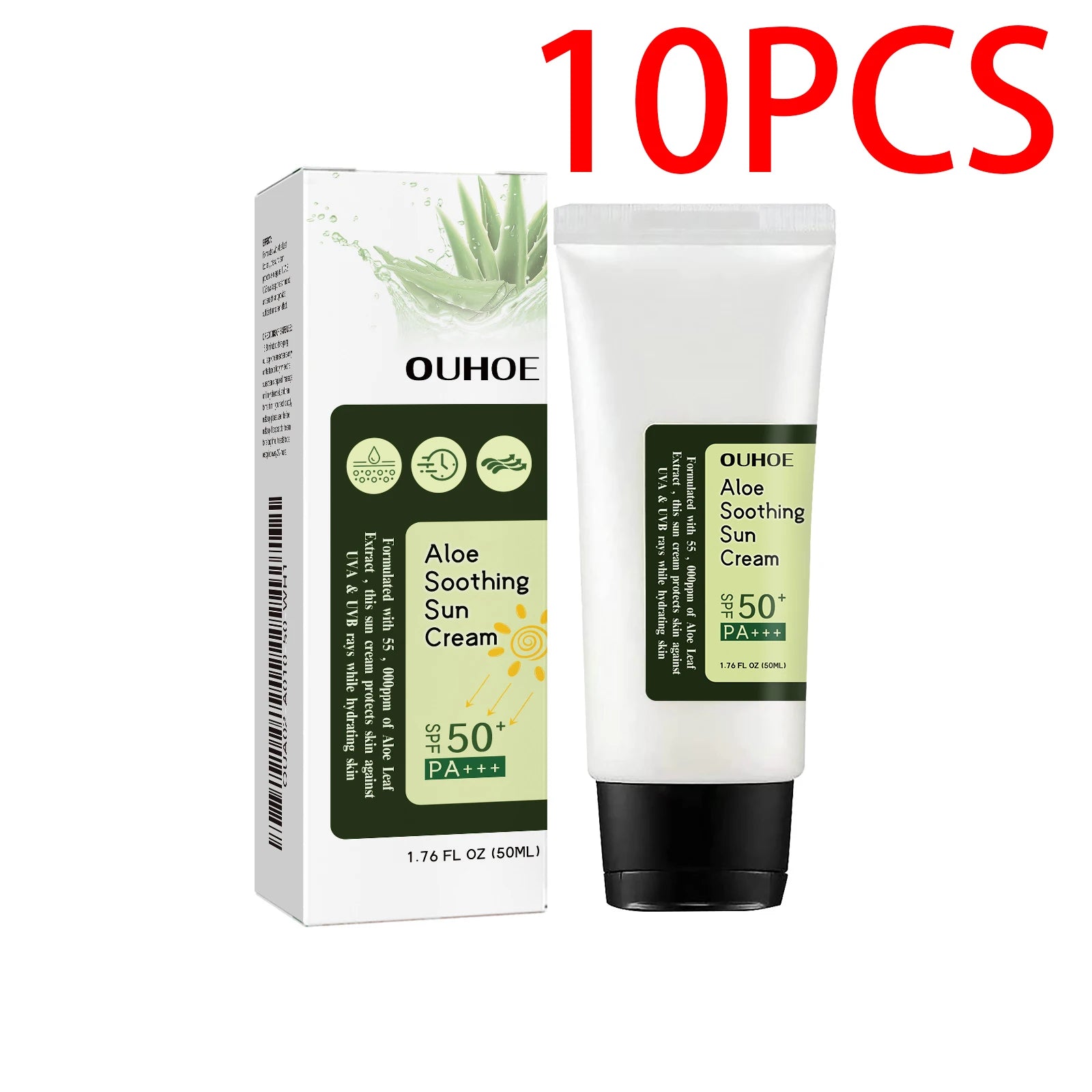 Aloe Vera Protective Cream Hydrating Refreshing UV SPF 50+ Isolation Sunscreen Moisturizing Facial Body for Daily Sun Protection