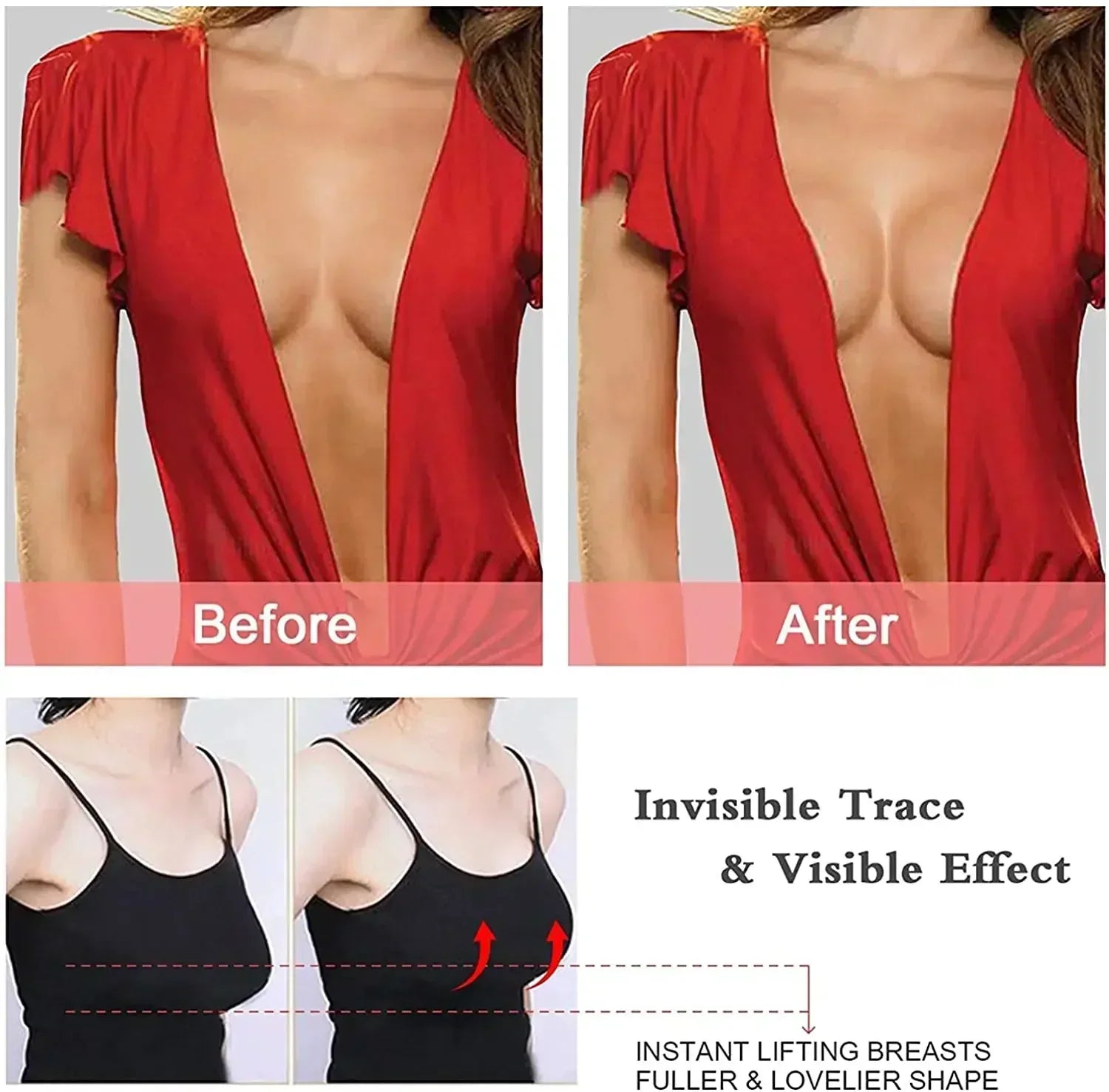 2PCS Women Lift Up Invisible Reusable Self Adhesive Silicone Breast Lift Tape Nipple Cover Chest Paste Push Up Party Dress Bras