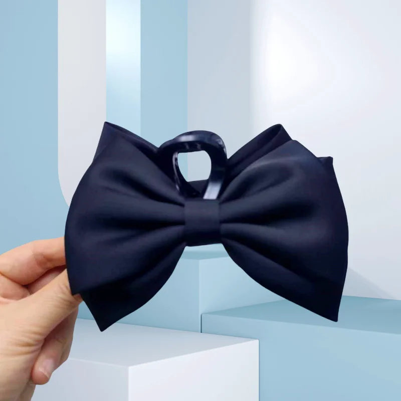 FENGCHE Bow Hairclaw Elegant Temperament Satin Grab Hair Accessories Shark Clip on The Back of The Head Hair Claw Clip