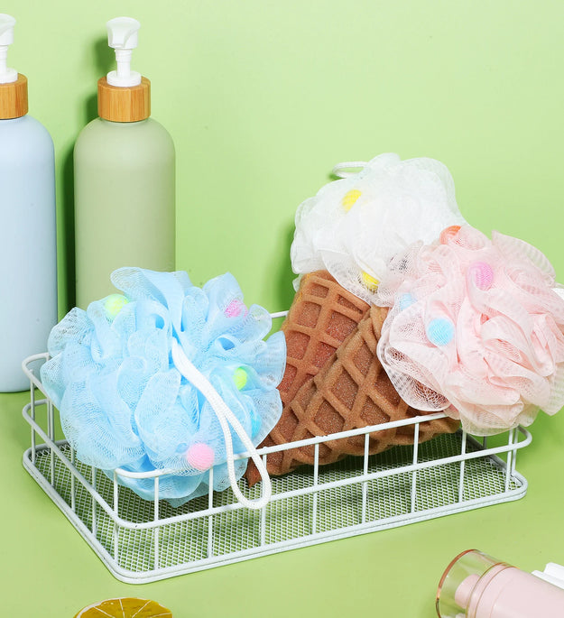 3Pcs Kids Loofah Ice Cream Bath Ball Toddler Shower Sponge Soft Foaming Shower Puff Body Scrubber Kids Loofah Bath Sponge