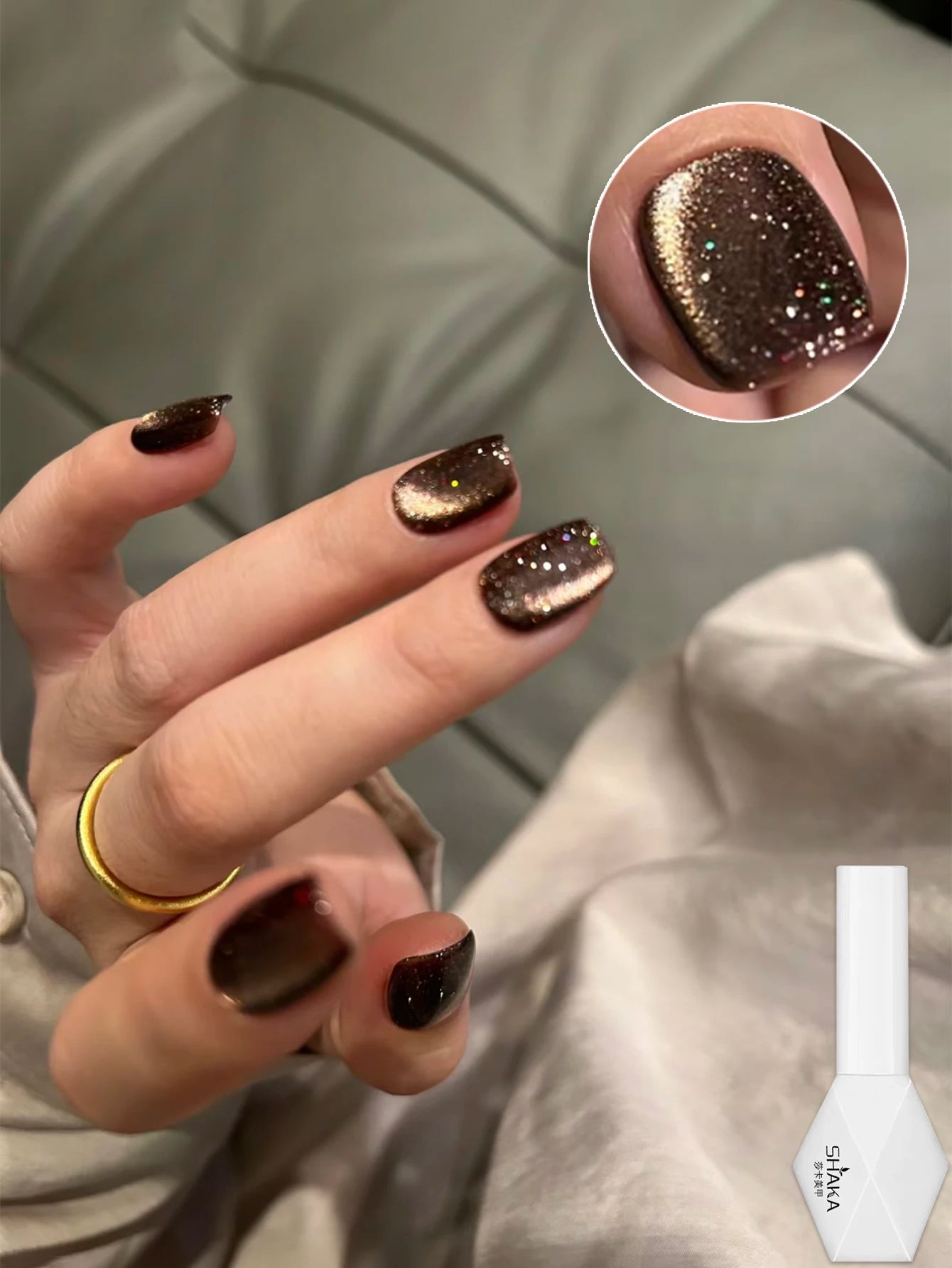 WS Black Glass Cat Magnetic Gel Nail Polish Punk Style Nail Art Manicure Varnis Semi Permanent Gel for Winter Nail Supplies