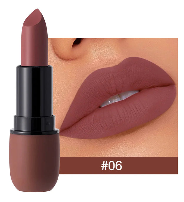 Matte Lipstick Long-Lasting Waterproof Classic High Pigment Velvet Topcoat Lip Cosmetics