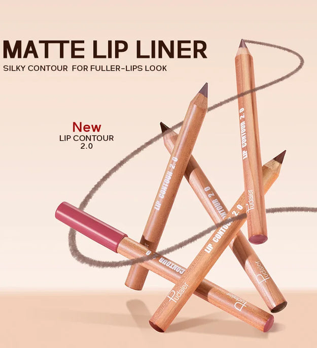 Matte Lip Liner- Long-Lasting, Smooth Application, Easy to Color, Includes Sharpener - Perfect for a Flawless Finish!