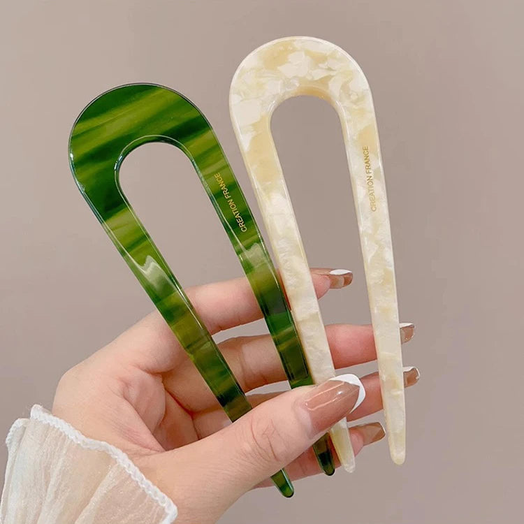 U-Shaped Hair Fork Fashion Tortoiseshell Acetate Hairpin Women Geometric Headwear Hair Sticks Girls New Hair Clips Accessories