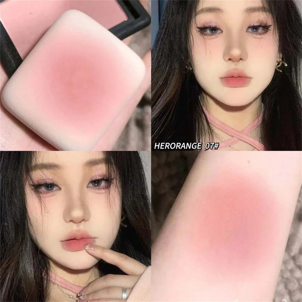 Monochrome Matte Blusher Palette Soft Silky Cheek Natural Facial Rouge Plate Lasting Nude Low Saturation Powder Blusher Disk